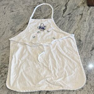 Kids White Apron with Floral Embroidery